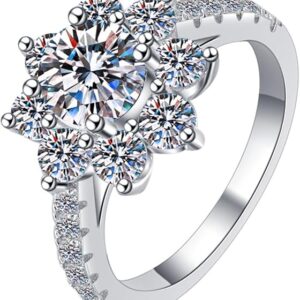 1-2 Carat Moissanite Wedding Bands for Women Round Cut D Color VVS1 Diamond Rings S925 Sterling Silver Moissanite