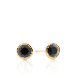 Bezel Set Round Black Diamond Stud Earrings