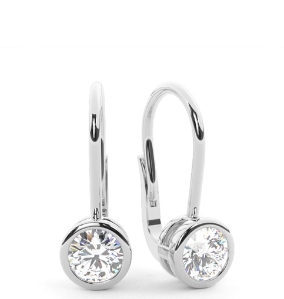 Bezel set Leverback Solitaire Earrings